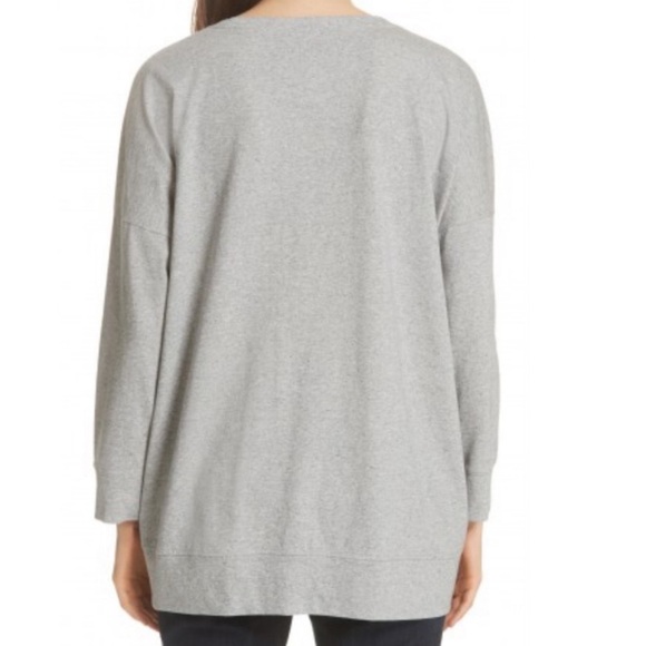 Eileen Fisher Organic Cotton Gray Crewneck Long Sleeve Hi-Low Sweatshirt XXS - Picture 3 of 12